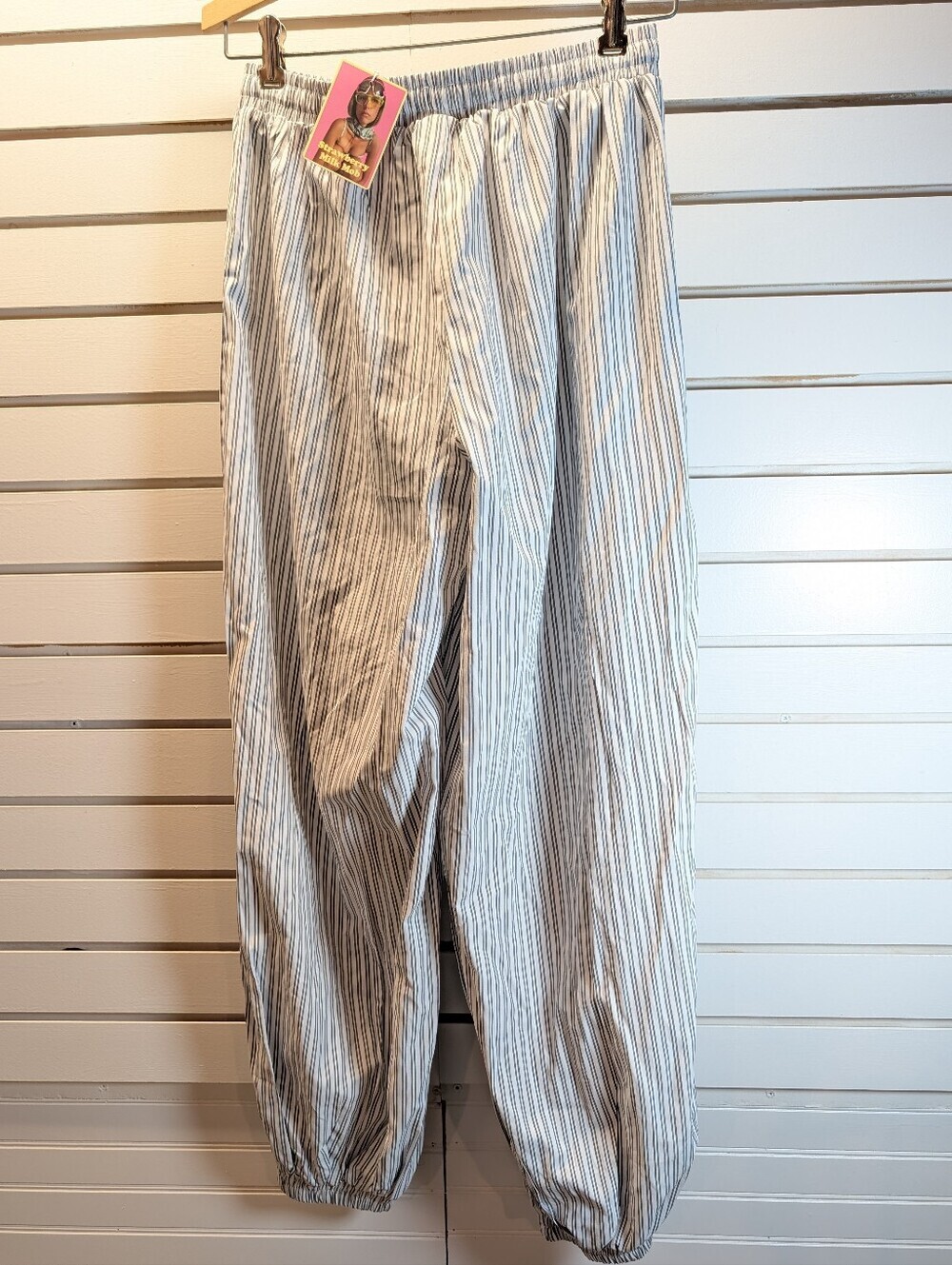 Strawberry Milk Mob Gray and White Striped Joggers Size M NWT!
